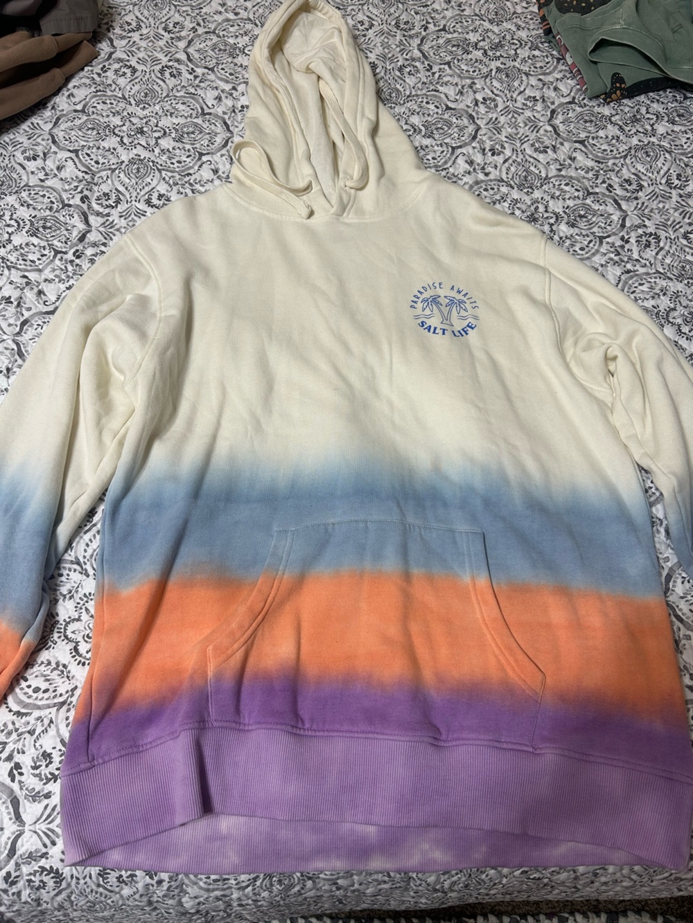 Salt Life Tie-Dye Ombre Pullover Sweatshirt with Palm Logo